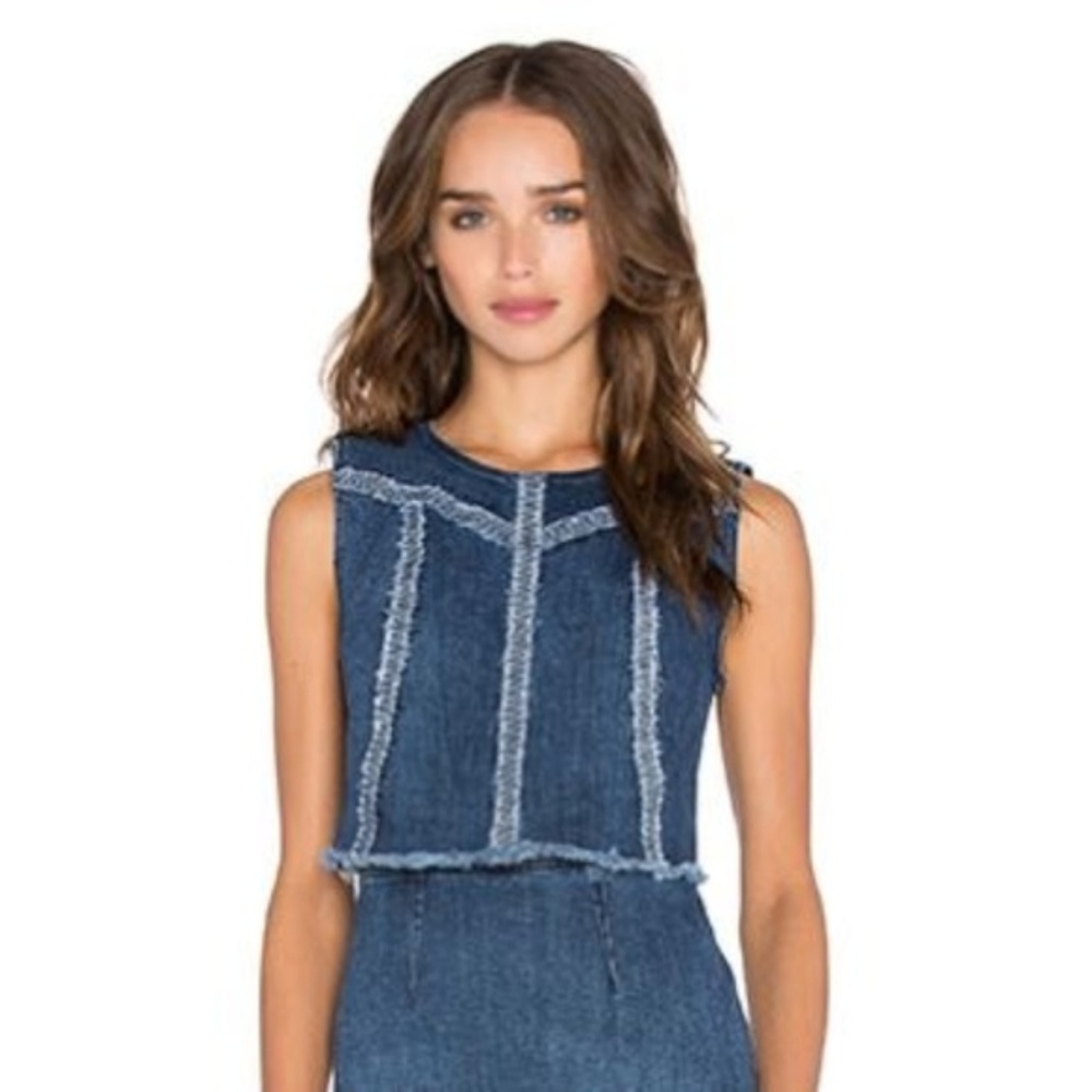 KENDALL + KYLIE Denim Seamed Top - Size Small